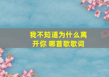 我不知道为什么离开你 哪首歌歌词